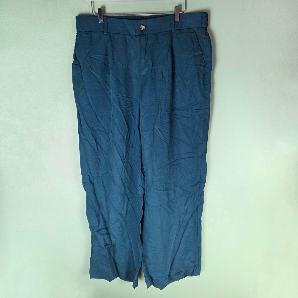 Torrid Womens 16T Wide Leg Studio Linen High Rise Pant Legion Blue Office Work